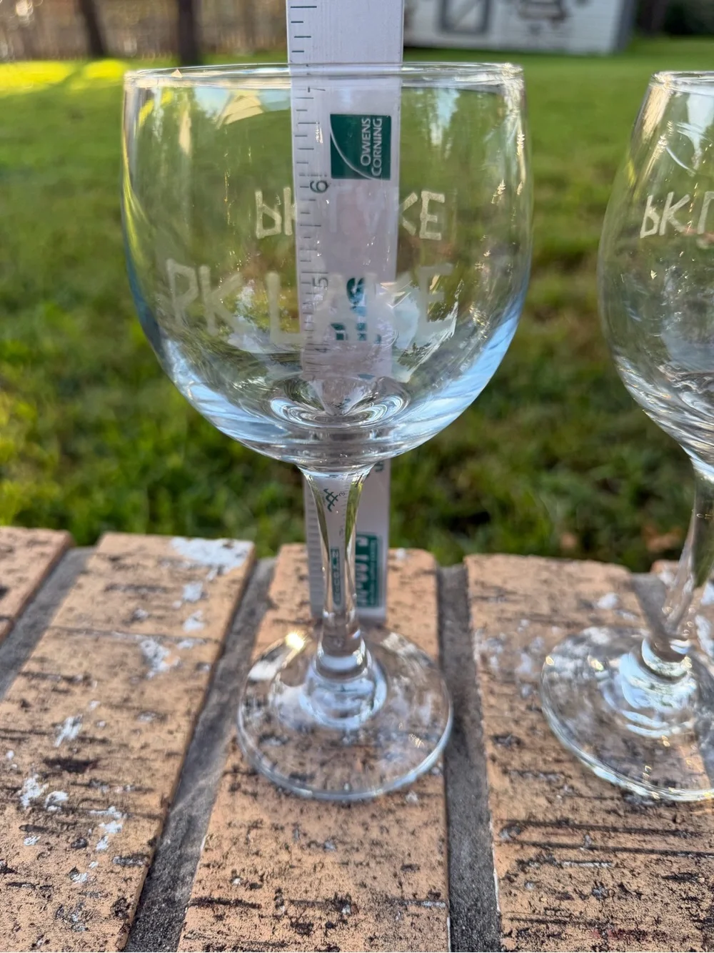 Possum Kingdom Lake Wine Glasses Set of 3 Frosted With “PK Lake” & 1 Unfrosted